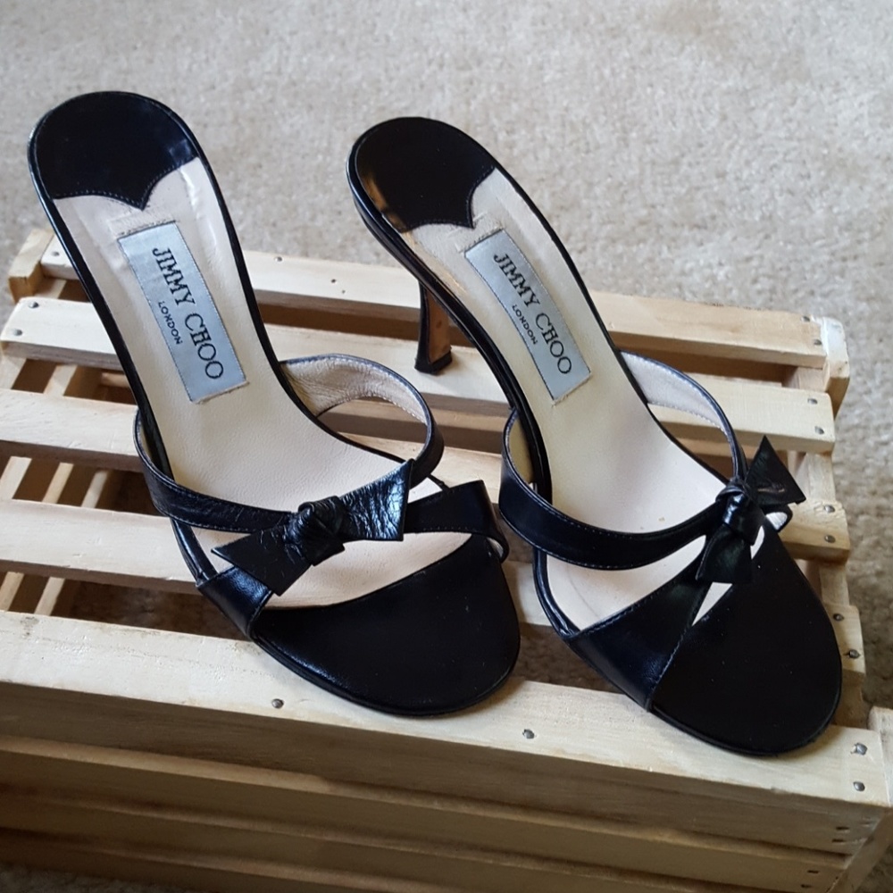 Jimmy Choo Leather bow knot slides 36/6